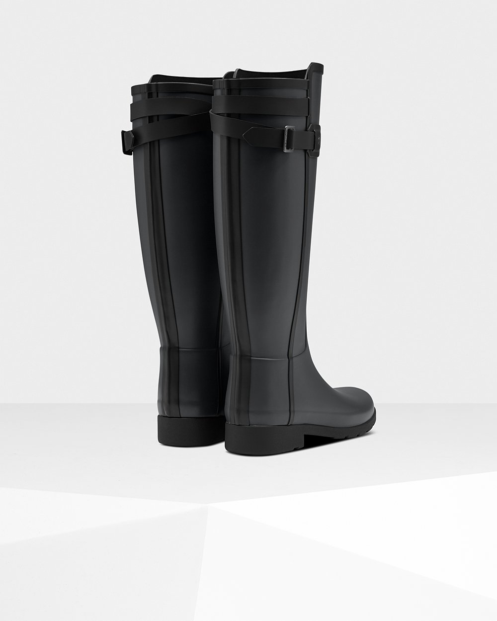 Womens Hunter Refined Slim Fit Contrast - Tall Rain Boots Black - 9304-HELTW